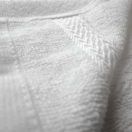 Close up of white dobby towel (Product Image)